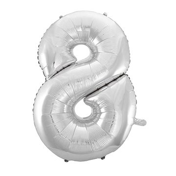 

Balón foliový číslice stříbrná - silver 102 cm - 8
