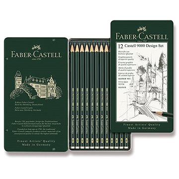 

FABER-CASTELL Castell 9000 Design v plechové krabičce, šestihranná - sada 12 ks