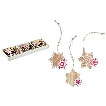

Set 9ks hvězda dřevo 4cm s korálkem