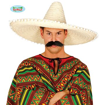 

Slaměný Klobouk Sombrero s Bambulkami - Mexiko 60 cm