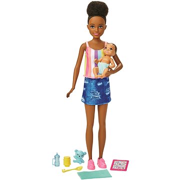 Barbie Chůva s tílkem + miminko a doplňky - Panenky