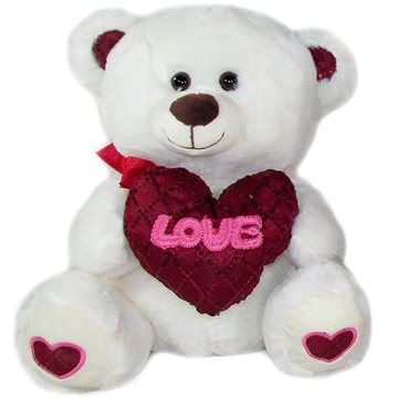 Medvídek se srdcem Love - 30 cm Bílý - Plyšový medvěd