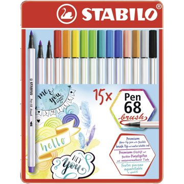 

STABILO Pen 68 brush kovové pouzdro 15 barev