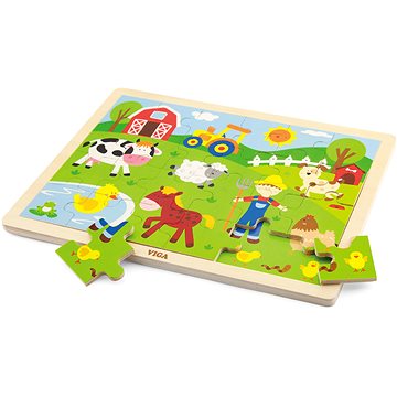 

Dřevěné puzzle 24 dílků - farma