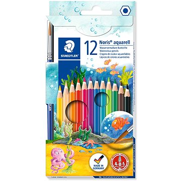 

STAEDTLER akvarelové se štětcem, 12 barev