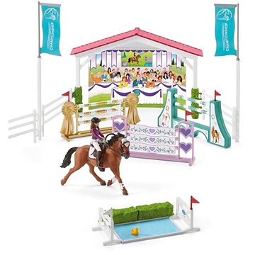 

Schleich Turnajové závodiště s koníky a ošetřovatelkami s pohyblivými klouby 42440