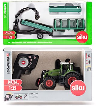 SIKU Control - RC traktor Fendt 939 s ovladačem + zelený přívěs Oehler 1:32 - RC traktor