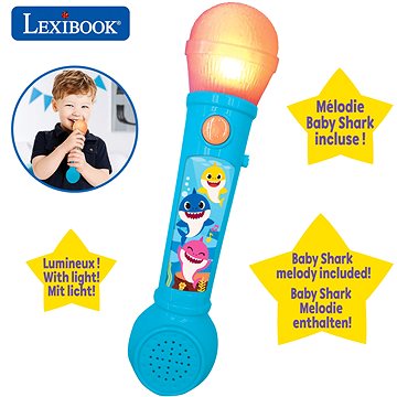 Lexibook Baby Shark Svítící mikrofon s melodiemi a zvukovými efekty - Dětský mikrofon
