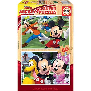 

Educa Dřevěné puzzle Mickey a přátelé 2x50 dílků