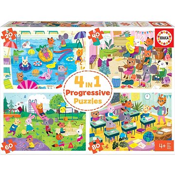 

Educa Puzzle Den ve škole 4v1 (20,40,60,80 dílků)