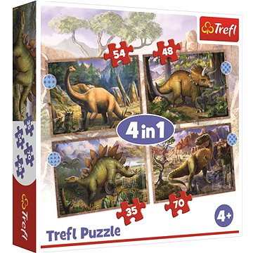 

Trefl Puzzle Zajímaví dinosauři 4v1 (35,48,54,70 dílků)