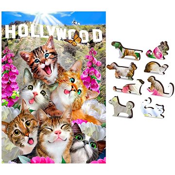 

Wooden city Dřevěné puzzle Koťata v Hollywoodu 2v1, 75 dílků eko