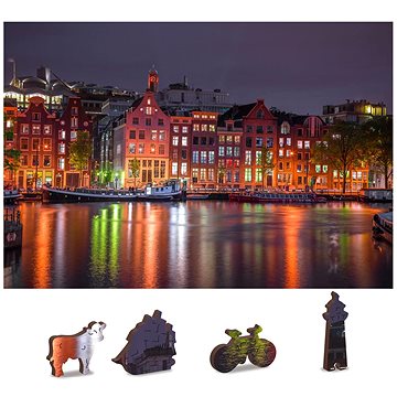 

Wooden city Dřevěné puzzle Noční Amsterdam 2v1, 150 dílků eko