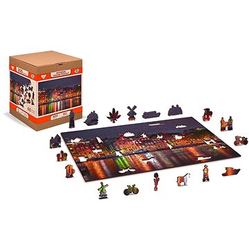 

Wooden city Dřevěné puzzle Noční Amsterdam 2v1, 300 dílků eko