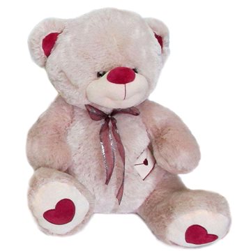 Medvěd šedý s mašlí - červené ouško - 50 cm - Plyšák