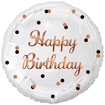 

Fóliový balónek bílý happy birthday - narozeniny - zlatý nápis - 45 cm