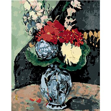 Malování podle čísel - Dahlie v delftské váze (P. Cézanne), 40x50 cm, bez rámu a bez vypnutí plátna - Malování podle čísel