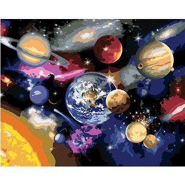 Malování podle čísel - Planety sluneční soustavy (Howard Robinson), 40x50 cm, bez rámu a bez vypnutí - Malování podle čísel