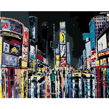 Malování podle čísel - Pohled na noční New York, 40x50 cm, bez rámu a bez vypnutí plátna - Malování podle čísel
