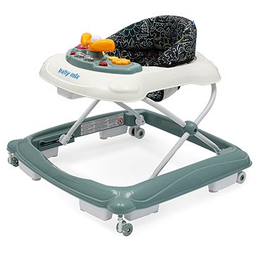 

Baby Mix Dětské chodítko s volantem a silikonovými kolečky zelené