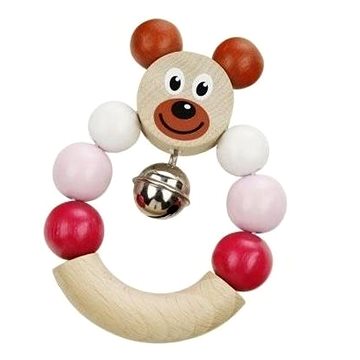 

Detoa Chrastítko medvěd dřevo 7 × 9 cm na kartě, růžový