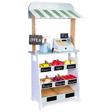 

Derrson XL dřevěný Farmer Shop, obchod s pokladnou, váhou a doplňky W5295