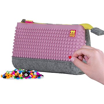 

Pixie Crew velké pouzdro šedo-růžový