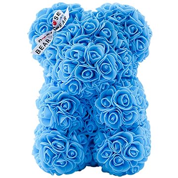 Rose Bear Světle modrý medvídek z růží 25 cm - Medvídek z růží