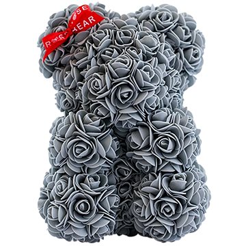 Rose Bear Šedý medvídek z růží 25 cm - Medvídek z růží