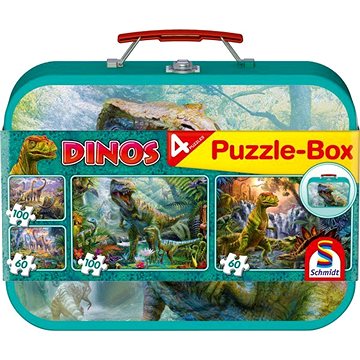 

Schmidt Puzzle Dinosauři 4v1 v plechovém kufříku (60,60,100,100 dílků)