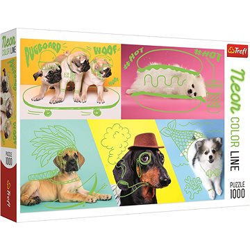 

Trefl Puzzle Neon Color Line Psí relax 1000 dílků