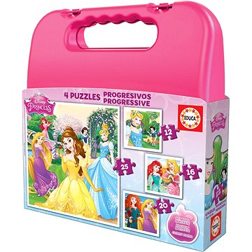 

Educa Puzzle v kufříku Disney princezny 4v1 (12,16,20,25 dílků)