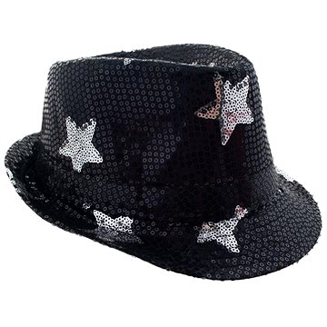 

Funny Fashion Flitrový klobouk s hvězdami černý