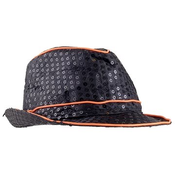 Funny Fashion Klobouk s flitry LED svítící oranžový