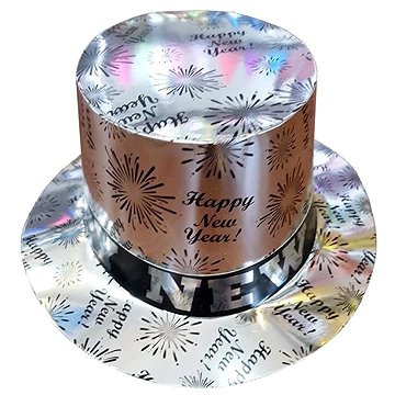 

FUNNYFASHN - party Klobouk - cylindr stříbrný happy new year - silvestr