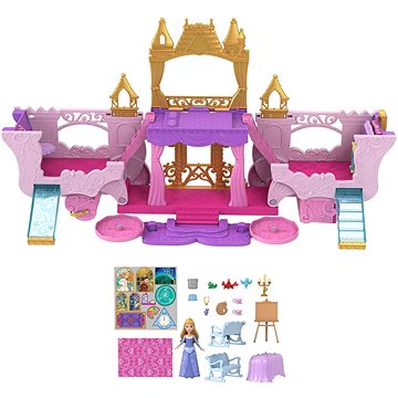 

Disney Princess Kočár a zámek 2 v 1, malá panenka Aurora, 3 hrací patra HWX17