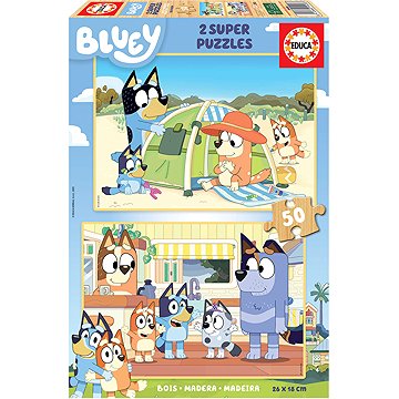 EDUCA Dřevěné puzzle Bluey 2 × 50 dílků