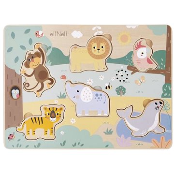 

eliNeli Dřevěné vkládací puzzle se zvuky - zvířátka v ZOO
