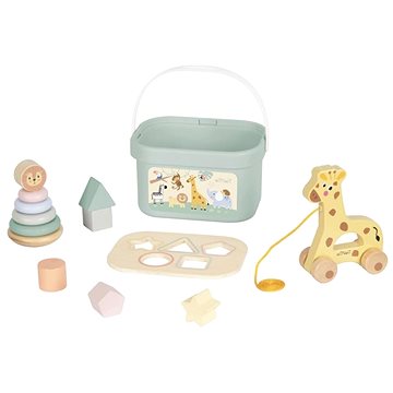 

eliNeli Hrací box ZOO 4v1 - vkládačka + pyramida + tahací hračka