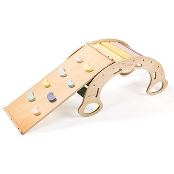 

eliNeli Dřevěná montessori houpačka 5v1 s prknem 2v1 - set pastel