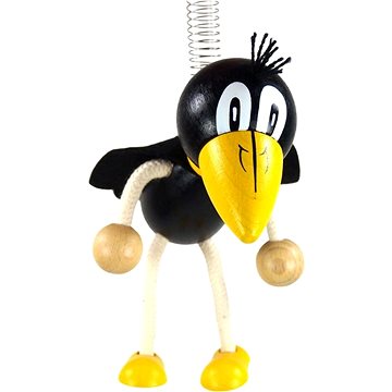 

KROKIDO Lítací havran - ručně malovaná dřevěná figurka na pružině