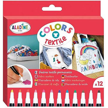 ALADINE Dětské fixy na textil, základní barvy 12 ks