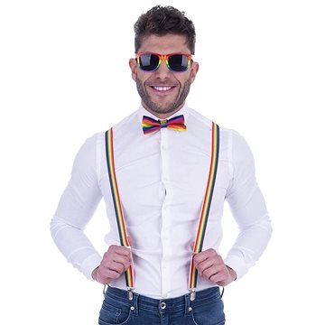 Funny Fashion Duhová sada brýle, šle a motýlek