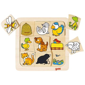 

GOKI Dřevěné puzzle Kdo bydlí kde 9 dílků