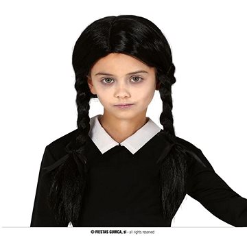 

Černá paruka s copánky - dětská - addamsova rodina - halloween