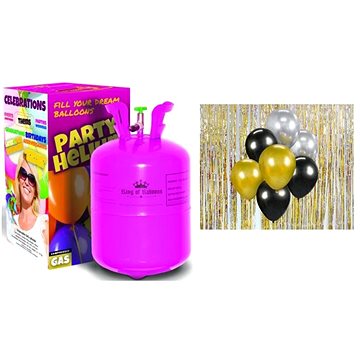 

Kingofbal Helium a sada latex. balónků chrom. zlatá stříbrná černá 7 ks 30 cm