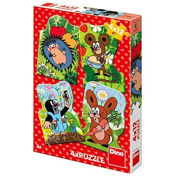 Dino Krteček 4x12 dílků - Puzzle