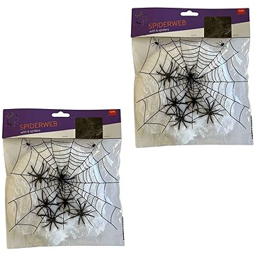 Folat Pavučina bílá + 6 pavouků halloween 2 ks