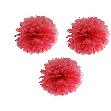 Partydeco Papírový pompom 25 cm červený 3 ks