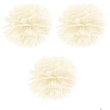Partydeco Papírový pompom 25 cm krémový 3 ks